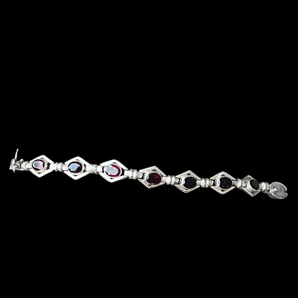 ❤️💯 REAL GARNET/SILVER  ⭐️❤️ fancy link Sterling Silver bracelet - Picture 6 of 8